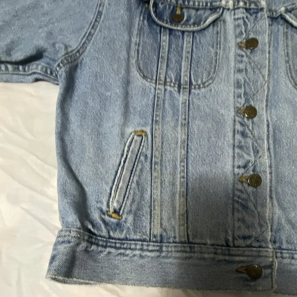 Lee Men's Blue Jean Jacket Button Front Pockets Chest 42 Short Point Collar